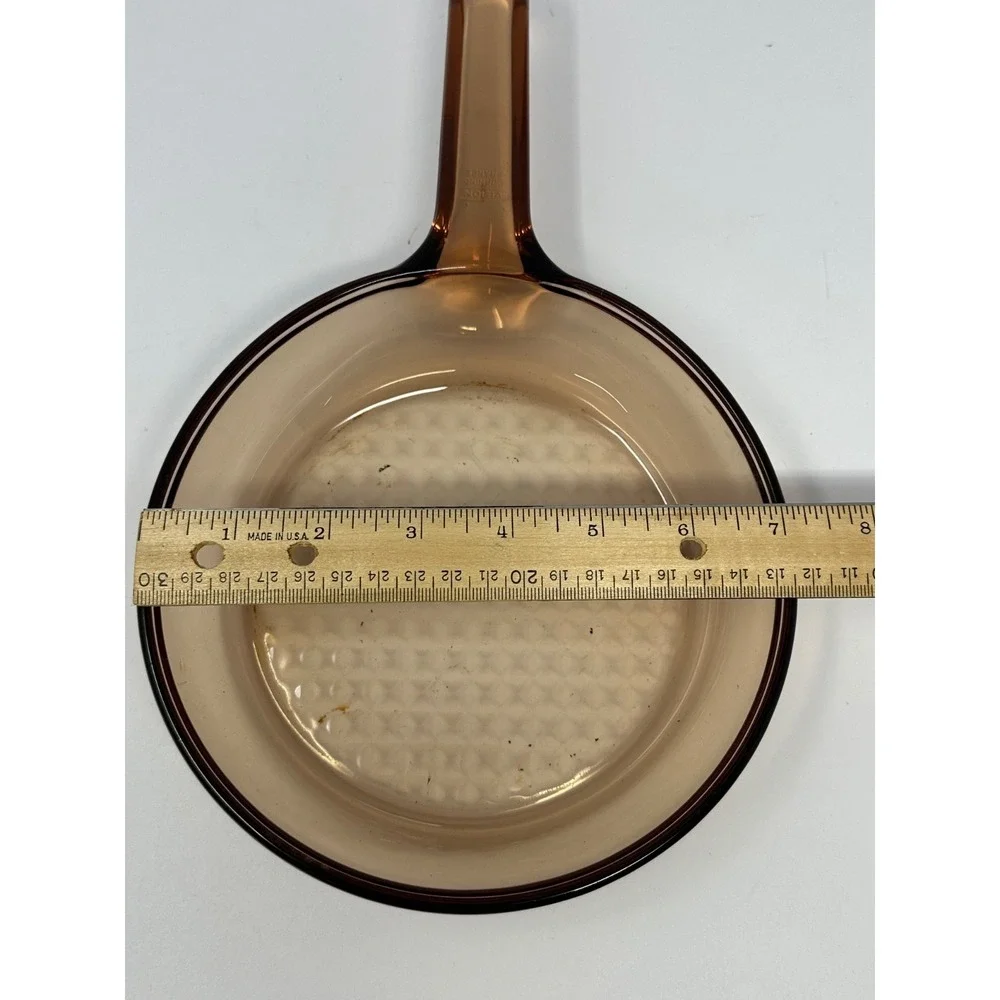 Vintage Corning Visions Amber glass waffle bottom 7